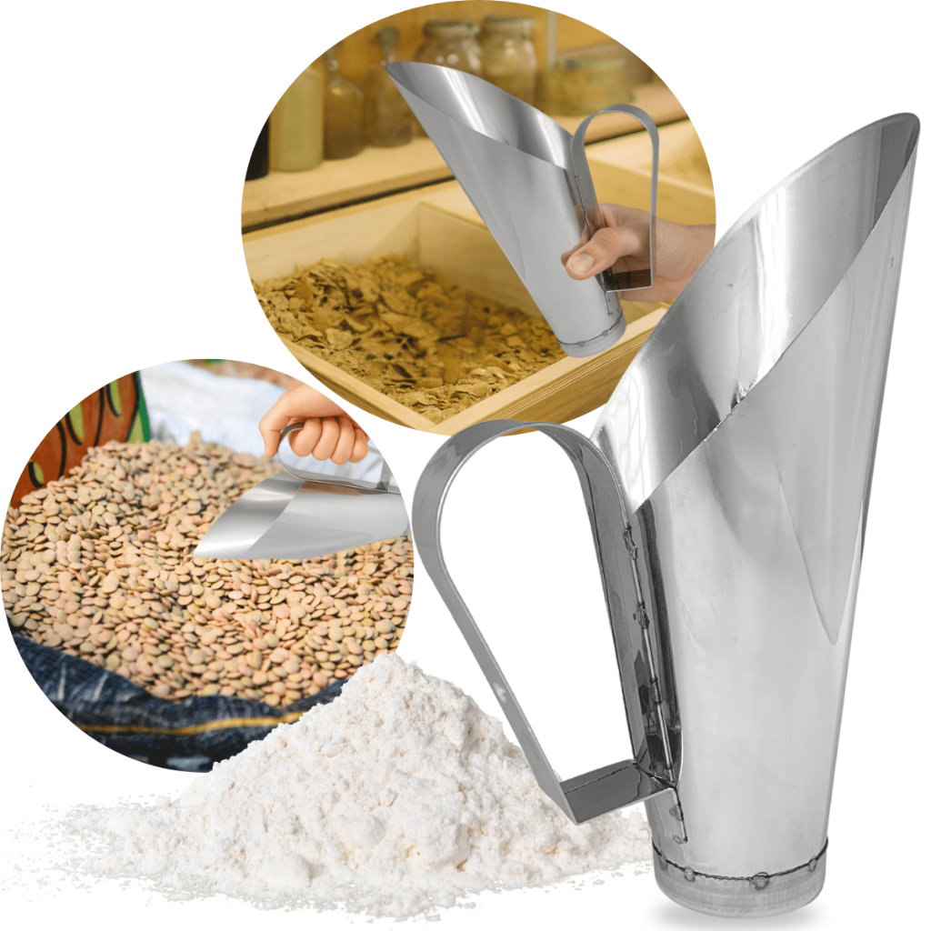 Concha Para Cereais Inox 30 Gr Medidor Inteiro Aço Inox Pegador Ração Alimentos Naturais Fast Food