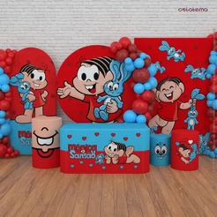 Painel de Festa Mônica e Capas Decoração Turma da Mônica Aniversário Sublimado Em Tecido - Produto Oficial