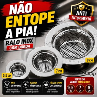 Ralinho Para Pia Cozinha Aço Inox Com Borda Anti Entupimento