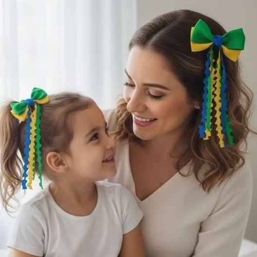Laço de Cabelo Infantil Adulto Brasil Copa do Mundo 2026