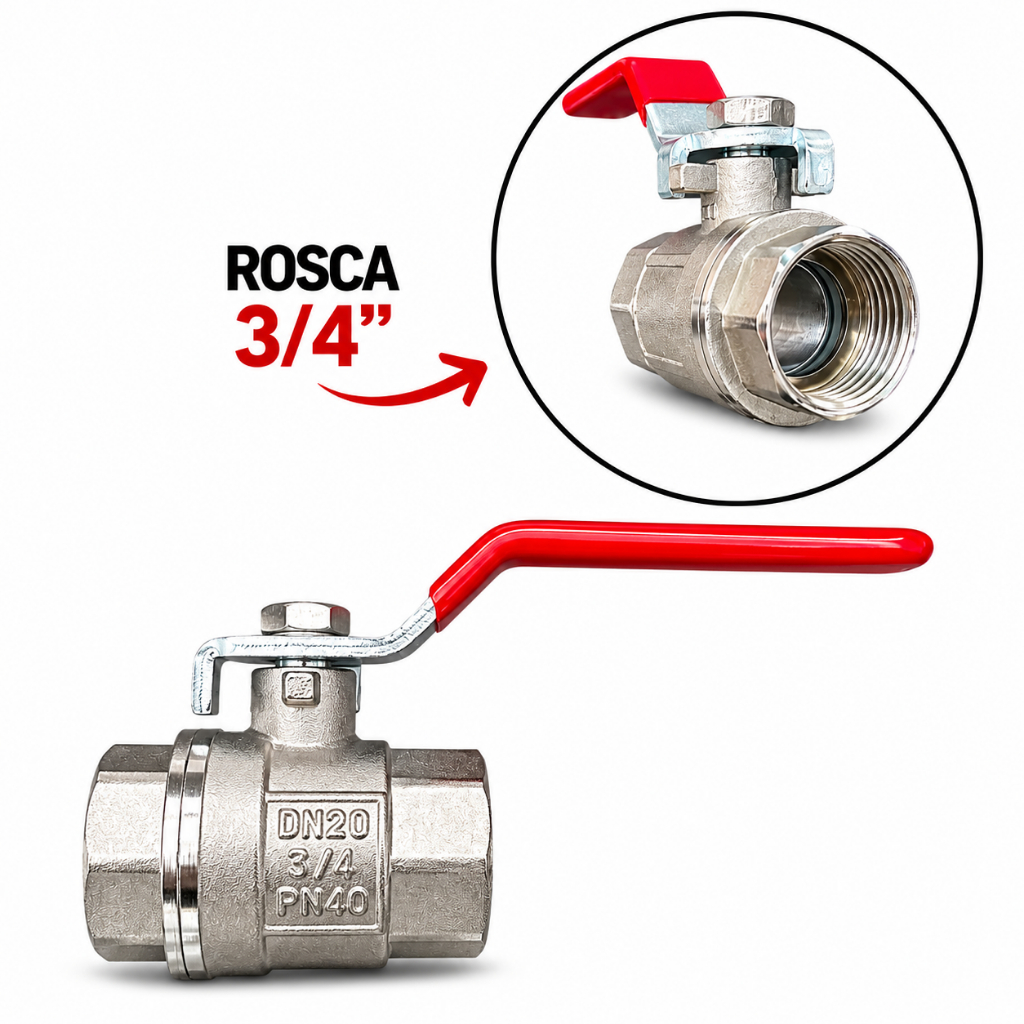 Registro Esfera 3/4 Alavanca Dn20 Pn40 Metal Obras