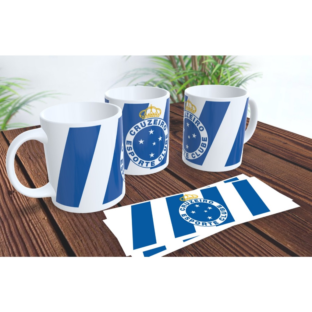 Caneca de Porcelana Cruzeiro Esporte Clube Raposa Celeste 350ml Presente Torcedor Futebol MG