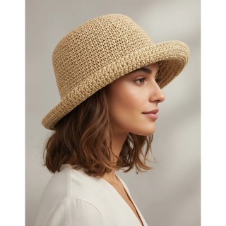 Chapéu Bucket Palha Artesanal Proteção Verão Regulável