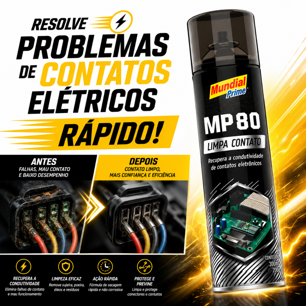 Limpa Contato Spray 300ml Mundial Prime Elétricos e Eletrônicos