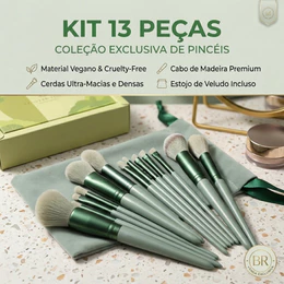 Kit 13 Pçs Pincéis de Maquiagem Com Bolsa de Veludo Contorno Kabuki Profissional Várias Cores Disponíveis Promoção