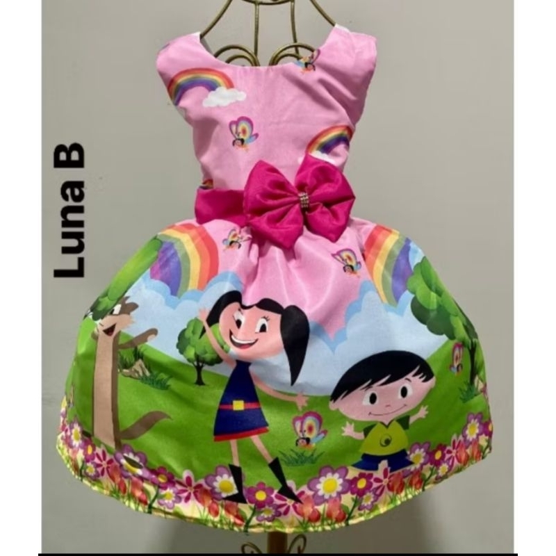 Vestido Temático infantil Luna Show da Luna Festa de Aniversário Super Lindo 😍