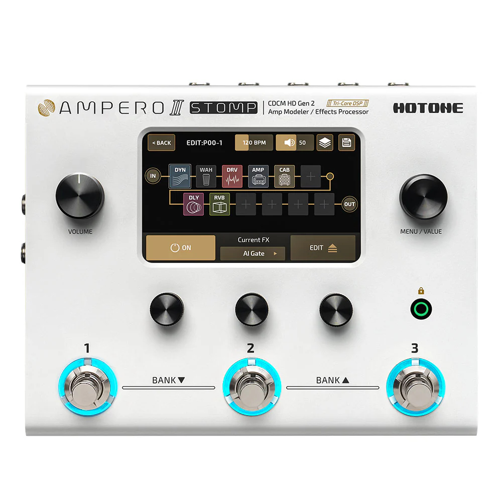 Ampero 2 Stomp HOTONE MP-300 Guitar Bass Processador de pedal multi-efeitos com plugue de alimentação da UE