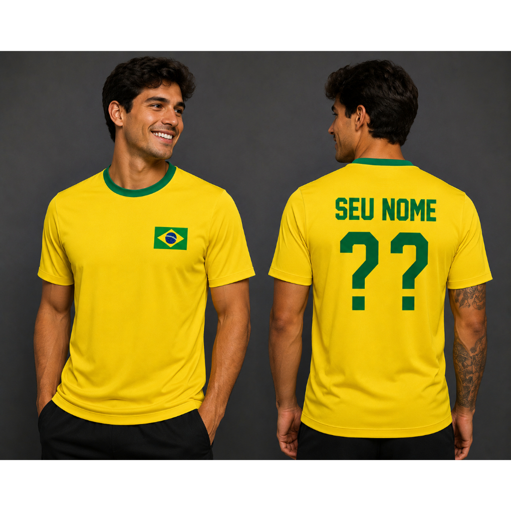 Camiseta do Brasil Personalizada copa Nome e Número Masculina Feminina Infantil Premium 100% Algodão