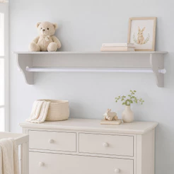 Prateleira Com Porta Fraldas e Roupinhas 1m MDF Branco | Organização Quarto Infantil