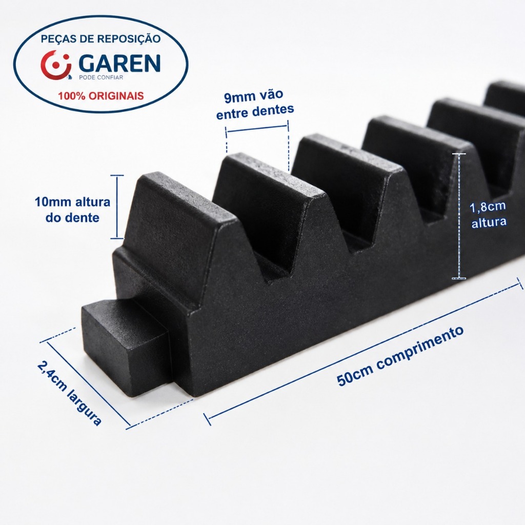 Kit 8 Gomos Cremalheira Residencial Motor deslizante Kdz Dz 50cm Seg Garen Unisystem Garcia