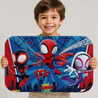 Tapete Homem Aranha de Porta e Decoração 60x40 Infantil Antiderrapante Lavável Aveludado Premium Qua