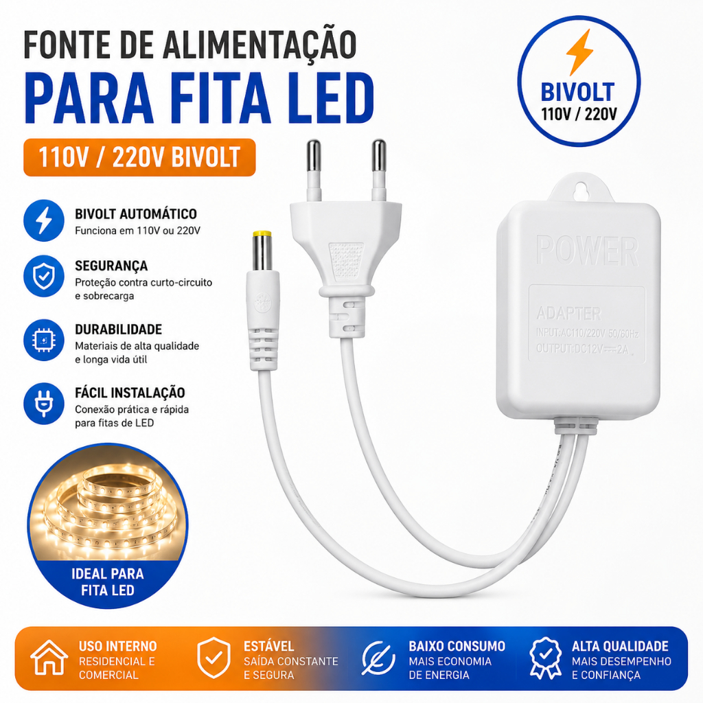 Fonte Prova D'agua 12v-2a Camera Ip Speed Dome 110-220v