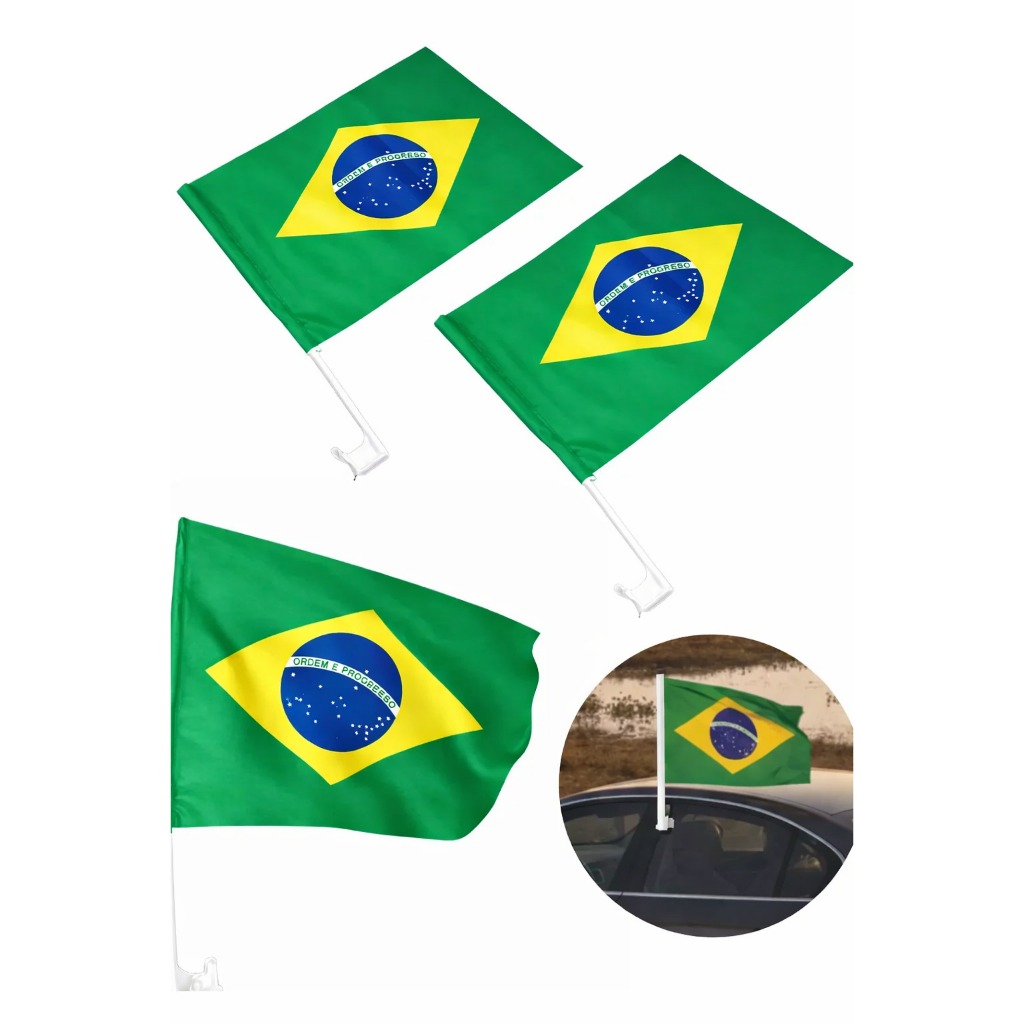Kit 4 Bandeirinhas Brasil Para Retrovisor Carro Bandeira Torcedor Seleção Brasileira Copa Futebol