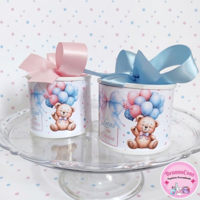 Tubolatas Personalizadas 5x6-CHA REVELAÇÃO AZUL E ROSA-Lembrancinha Maternidade/Festa- Chá de bebê- DIVERSOS TEMAS