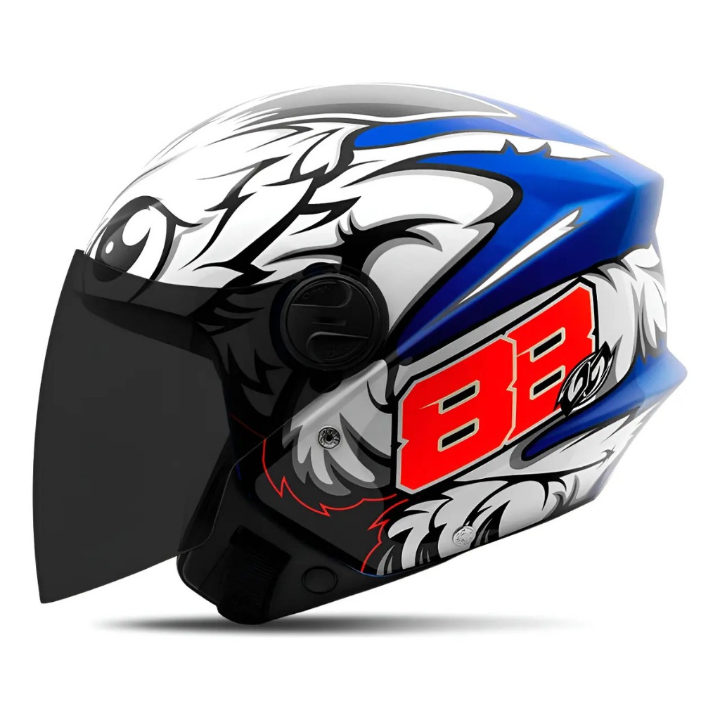 Capacete Moto New Liberty Three Gp 88 Brilhante Viseira Fumê