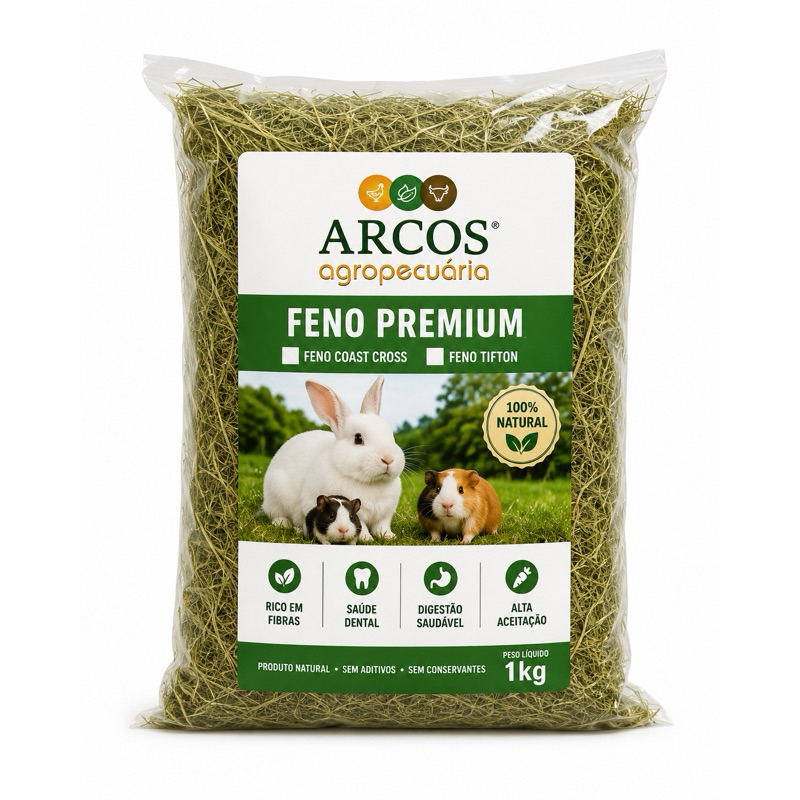 Feno Tifton Premium ate 10 KGs para Coelhos, Porquinhos-da-Índia e Roedores | 100% Natural | Rico em Fibras