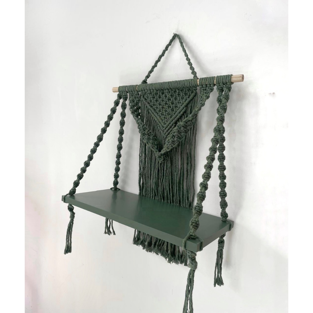 prateleira macrame mdf lindo acabamento prateleira suspensa suporte para vasos, livros, altar de macramê