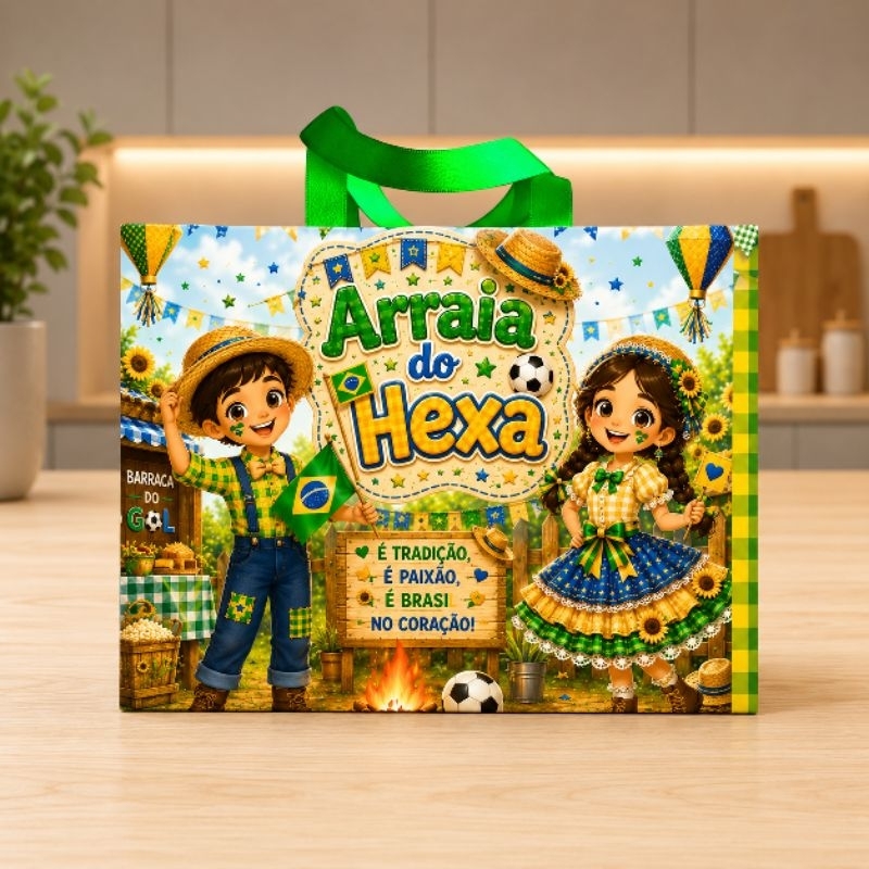 10 uni Sacolinha Personalizada Arraiá do Hexa/Lembrancinhas Para Festa e Evento/ Envio Rápido