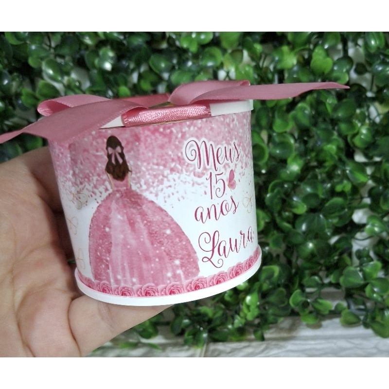 Kit Mini Tubolata Personalizada, Debutante Rosa, Lembrancinha Festa de Aniversário. Tamanho 5x6 cm