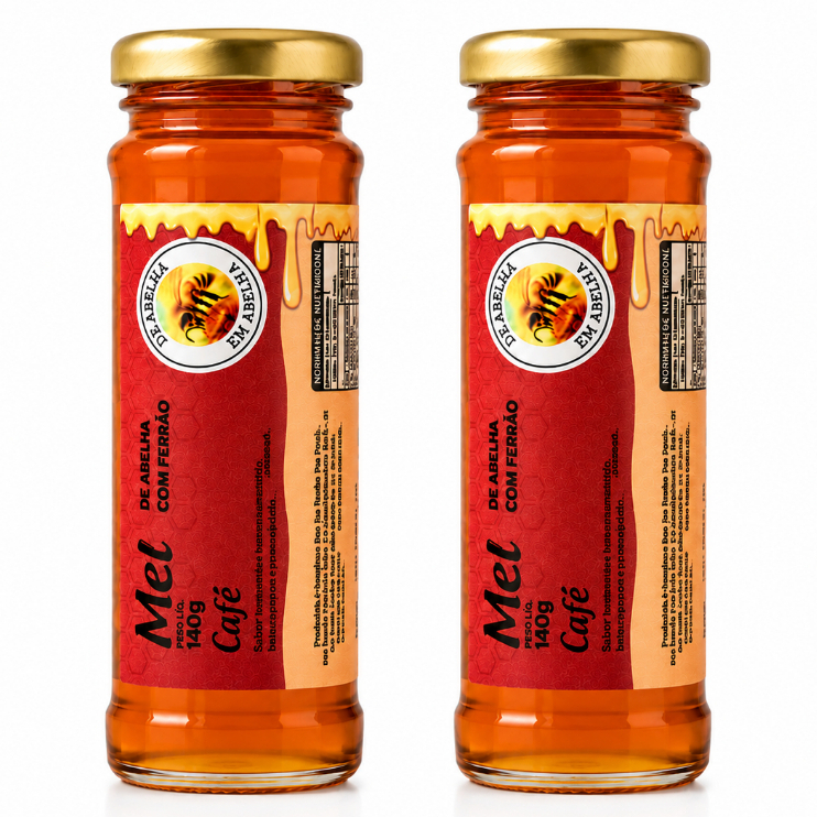 Mel Florada Café 140g Ouro Líquido 2un De Abelha Em Abelha