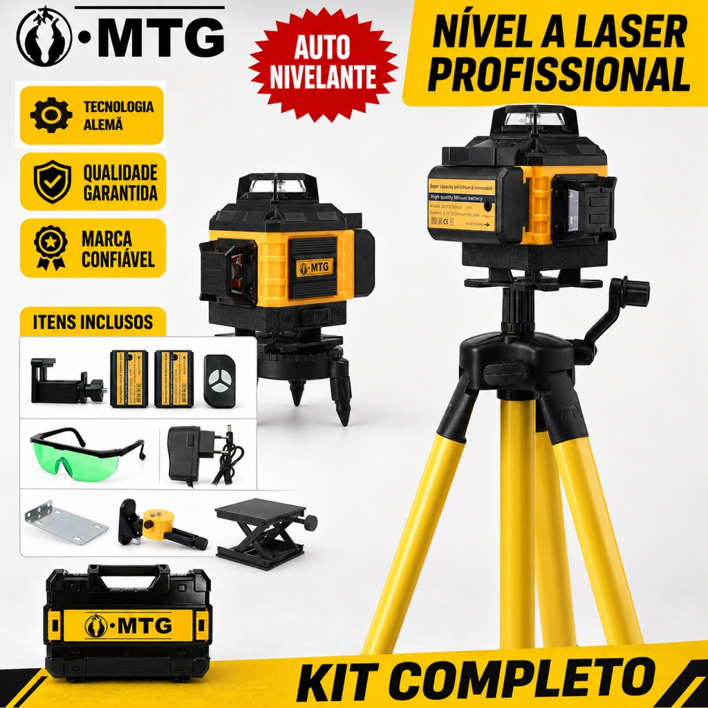 Nível Laser Recarregável 16 Linhas Verde Profissional 3d Autonivelante Com Controle 360 4d