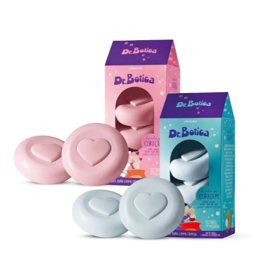 SABONETE EM BARRA DR. BOTICA 3X80G O BOTICÁRIO INFANTIL BANHO DE CORAGEM OU CORAÇÃO.