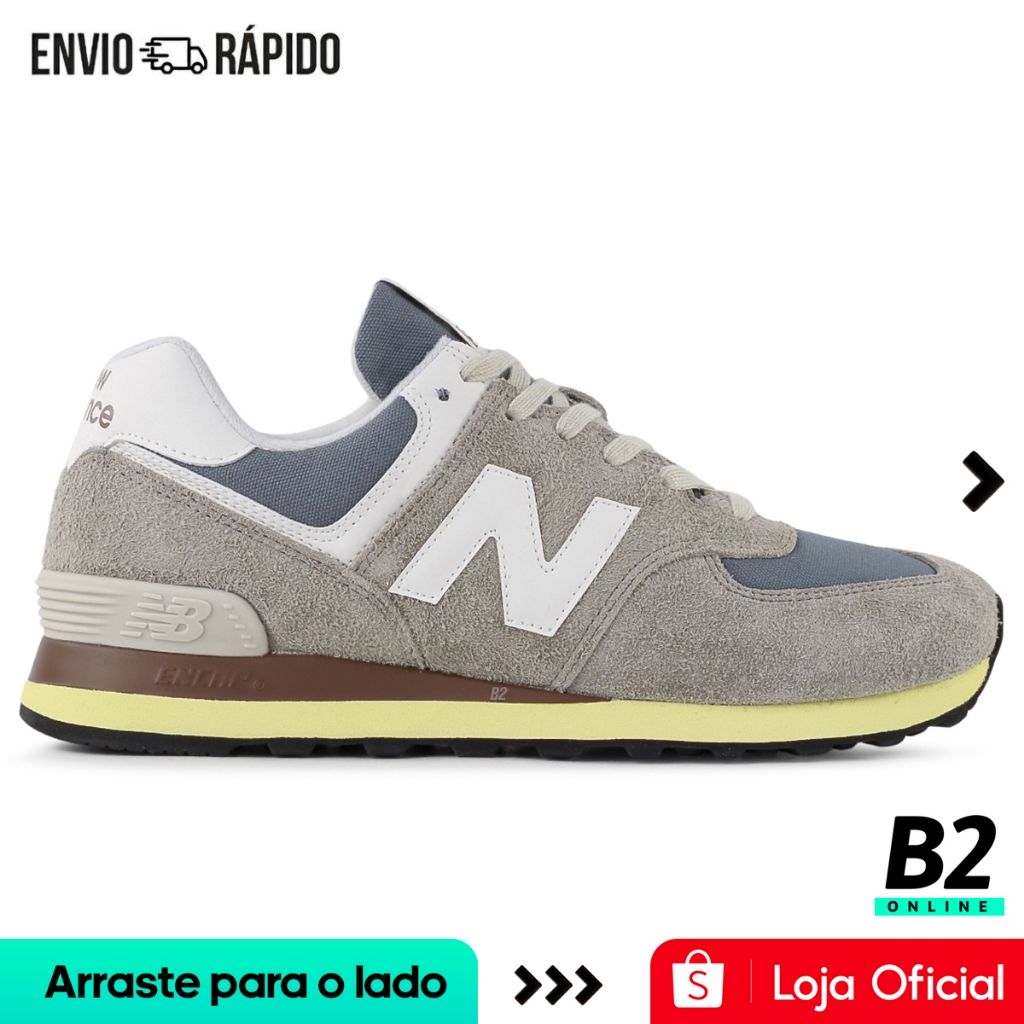 Tênis New Balance 574 V2 Masculino Cinza Branco Original com Nota Fiscal e Garantia