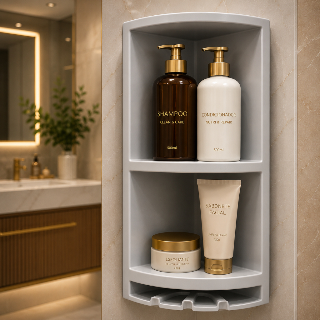 Kit 1 2 3 Suporte de Canto Cantoneira Porta Shampoo de Canto 3 Andares Organizador Banheiro com Suporte Escovas
