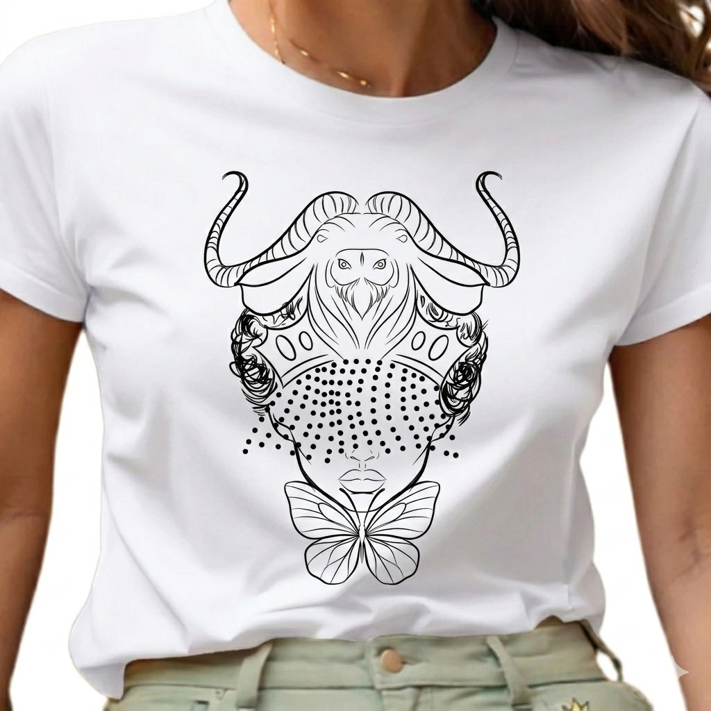 Camiseta Feminina Blusinha Axé Umbanda Candomblé 100% Poliester Iansa Bufalo Borboleta