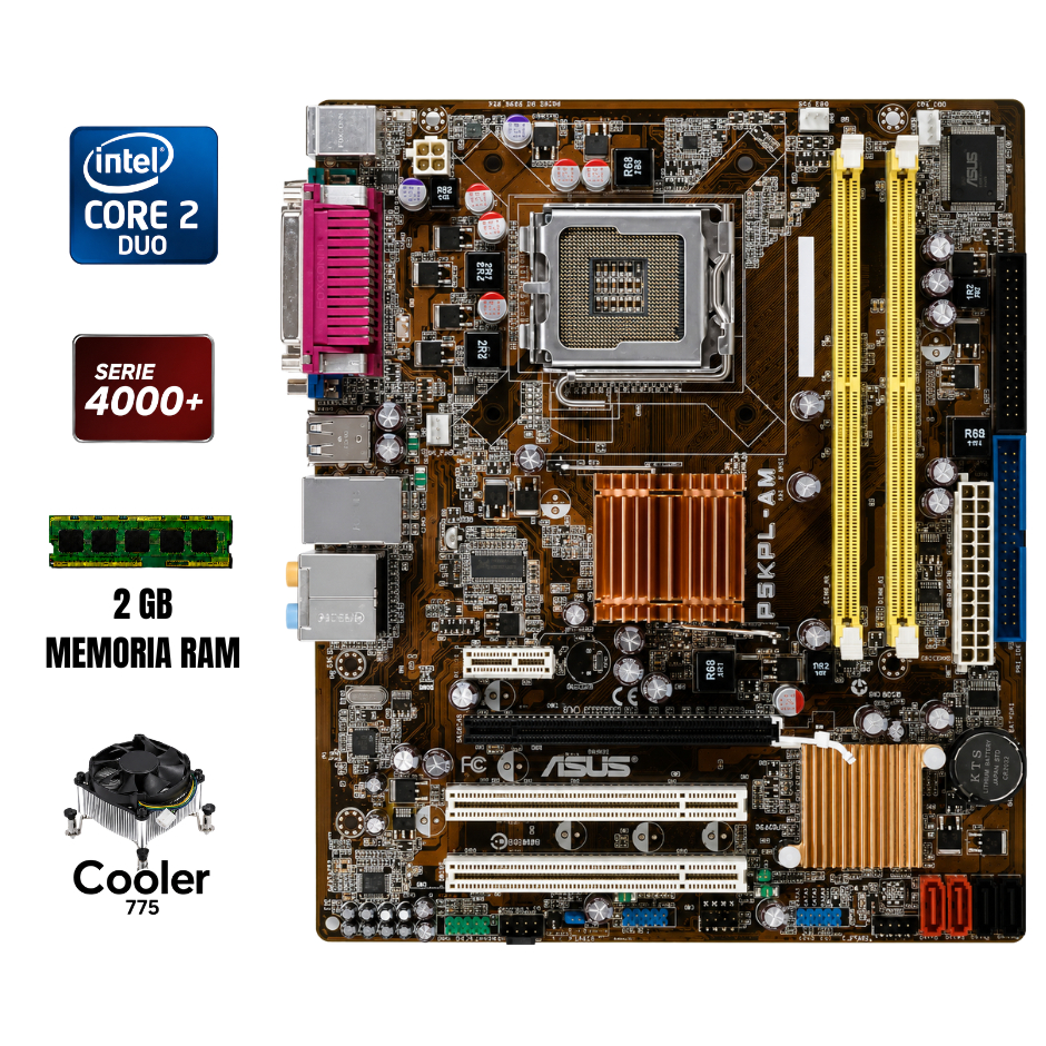 Kit Completo Placa Mãe Asus Core 2 duo 2gb Ram Cooler Espelho Jukebox HL Garantia Nota Fiscal