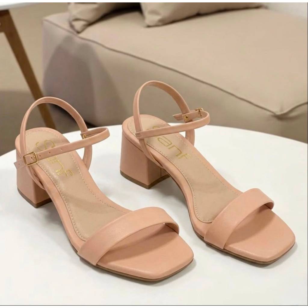 Sandália Feminina Sanf Salto 4cm Grosso Bloco Quadrado Macia Tendencia Elegante Confortável Trabalho