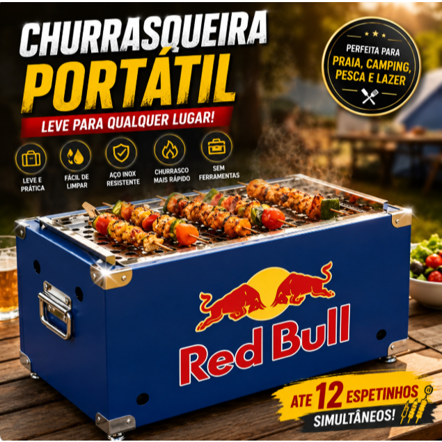 Churrasqueira Portátil Em Inox | Leve, Lavável e Resistente | Ideal para Camping e Praia