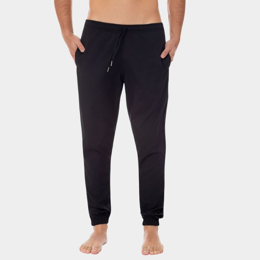 Calça Tactel Jogger Masculina Elastano Frio Inverno Homem Esportiva Caminhada Cordão Preto Preta