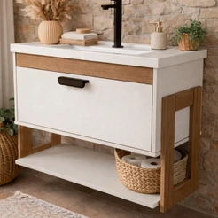 Gabinete Armario de Banheiro 100% MDF - Riva Com Nicho 60cm
