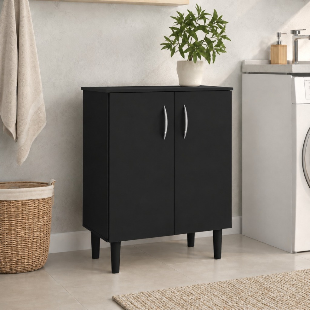 Móvel Organizador Compacto Em MDP Com 2 Portas E Prateleira Para Quarto Cozinha Escritório
