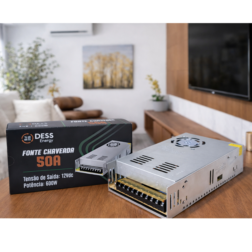 Fonte Chaveada 600W 12V 50A Bivolt Conversor Energia Para LED