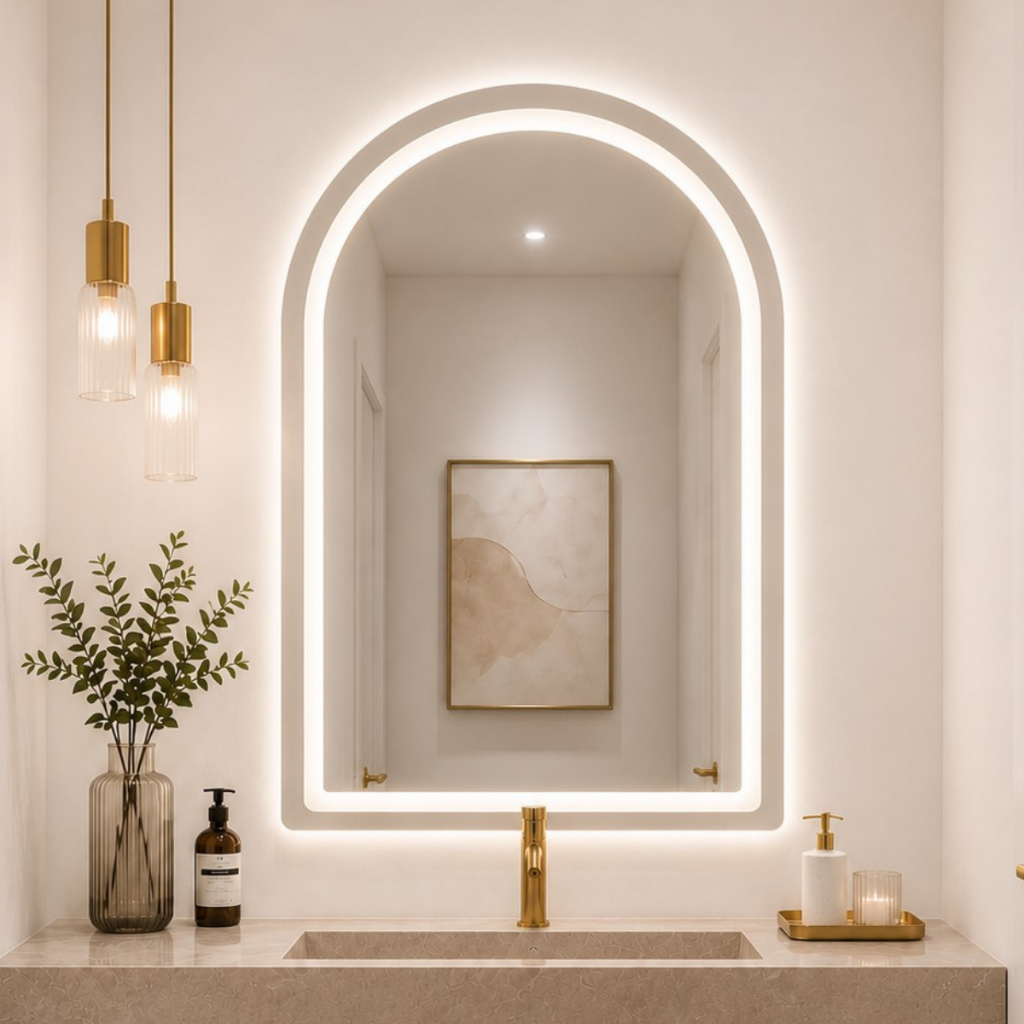 Espelho Lopazz Oval Jateado 3 Cores De Led Botão Touch 90x60cm para Lavabo,Penteadeira,Salão e Banheiros — imagem 2 de 2