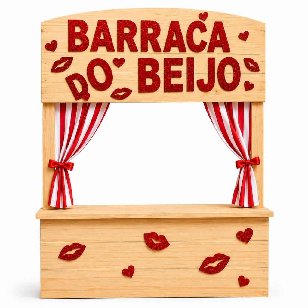 Barraca do Beijo em EVA com Glitter – Decoração Festa Junina e Eventos Românticos