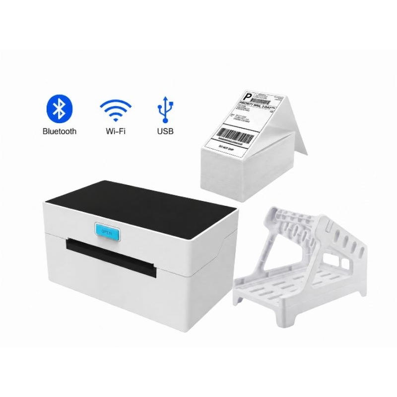 kit>Impressora Térmica + suporte +Etiquetas>Bluetooth USB 100x150 Compatível Shopee Mercado Livre