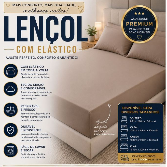 Lençol de Casal Padrão Avulso com elástico Micropercal Oferta para Hotel