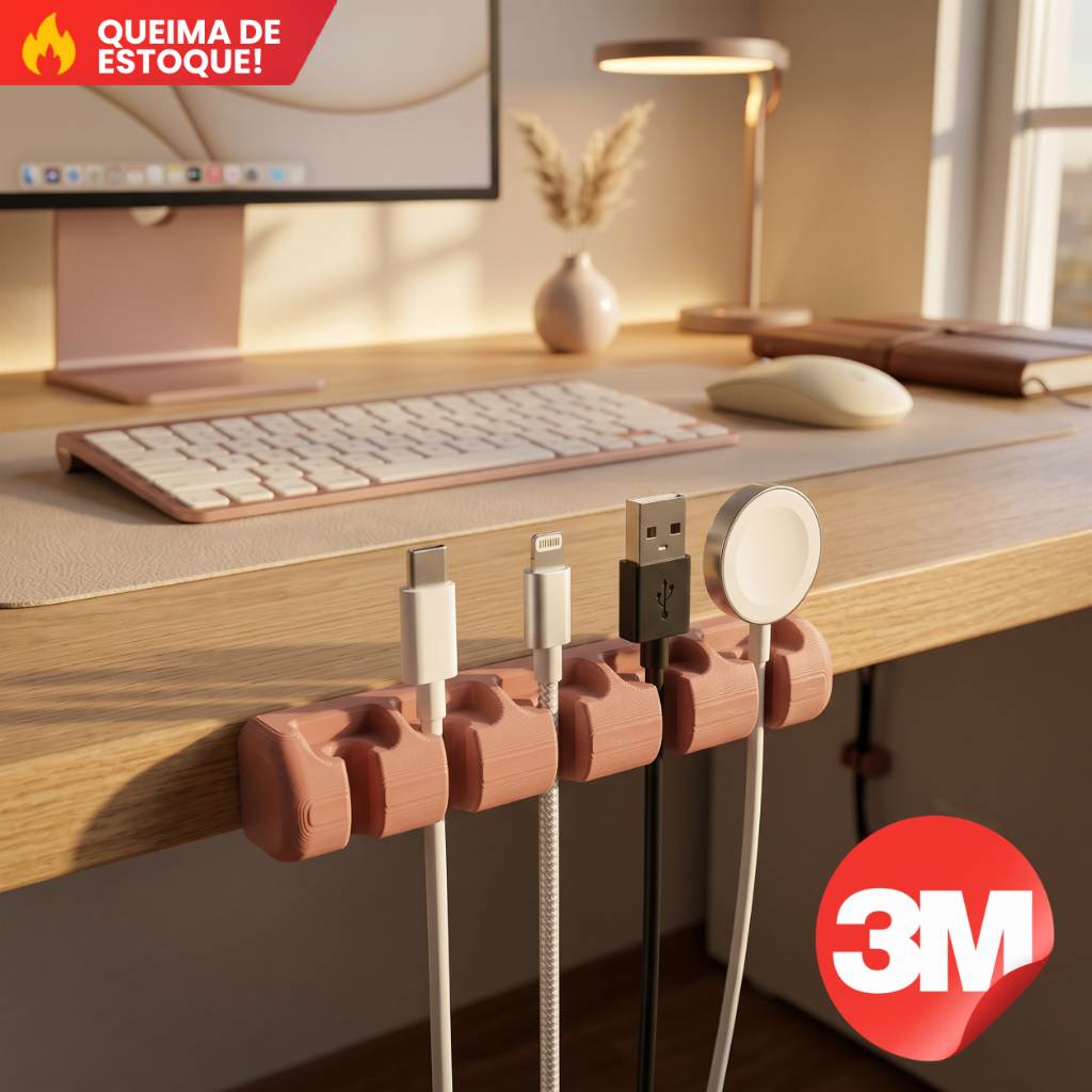 PROMOÇÃO! Organizador de Cabos com Fita 3M Porta Fios Mesa Escritório Suporte para Cabos USB