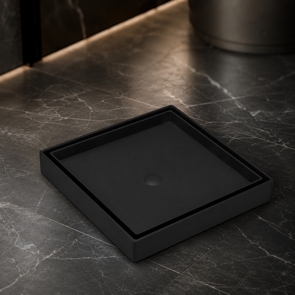 Ralo Oculto 10x10 Preto Sifonado Seca Piso Banheiro Cozinha Porcelanato Anti Odor Moderno Premium