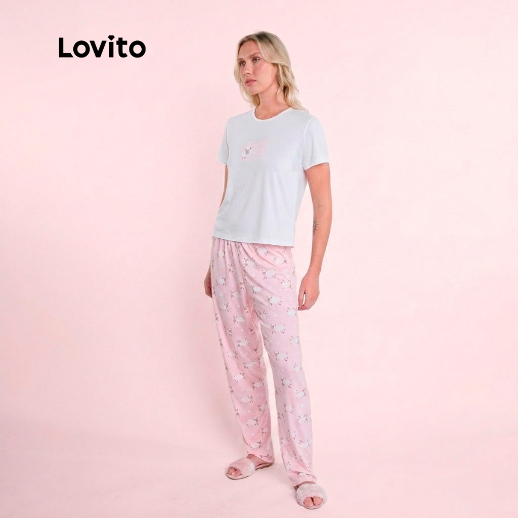 Lovito Conjunto de Pijama Calça Comprida Ovelhas PJB18631894