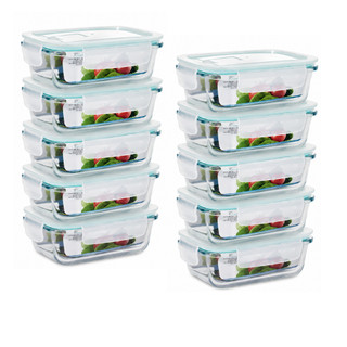 Kit Conjunto Potes 370ml Vidro Hermético Marmita Fitness Com Tampa Quatro Travas Anti Vazamento