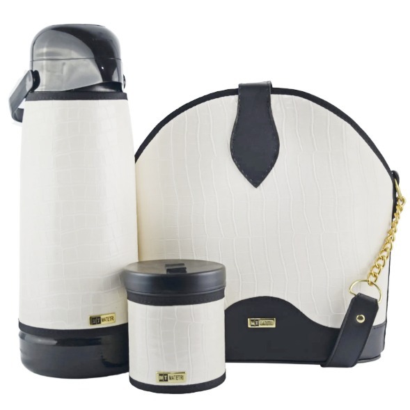 Mateira Chimarrão 03 peças Bolsa Termica Termolar 1.8L Porta Erva Alça Branco