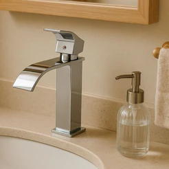 Torneira Banheiro Lavabo Monocomando Quadrada Cascata Luxo