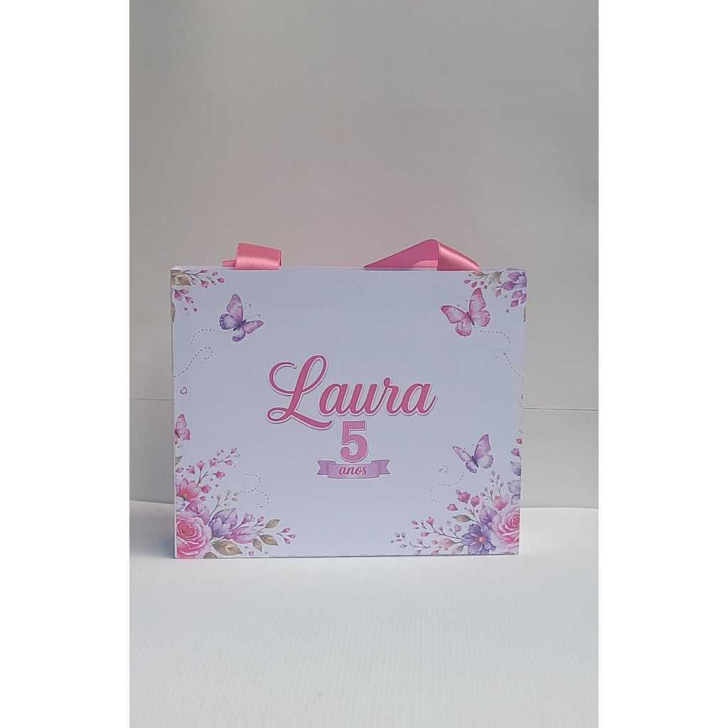 10 Sacolinha Personalizada para Lembrancinha de Festa Infantil - Tema Borboletas Encantadas