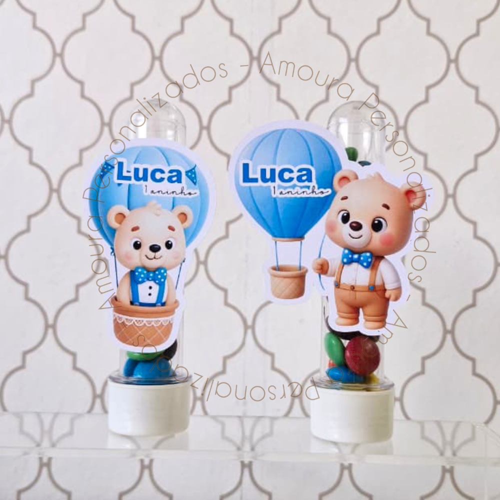 Aplique Para Tubete l Aniversário l Festa l Doces l URSINHO BALOEIRO AZUL | URSO