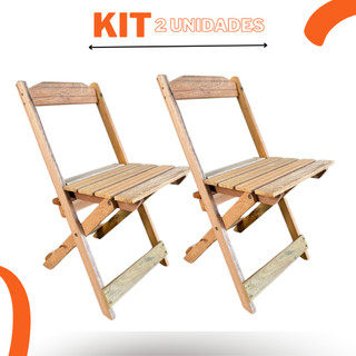 Kit 2 Cadeiras Madeira Bar Dobrável Balcão Área Gourmet Natural