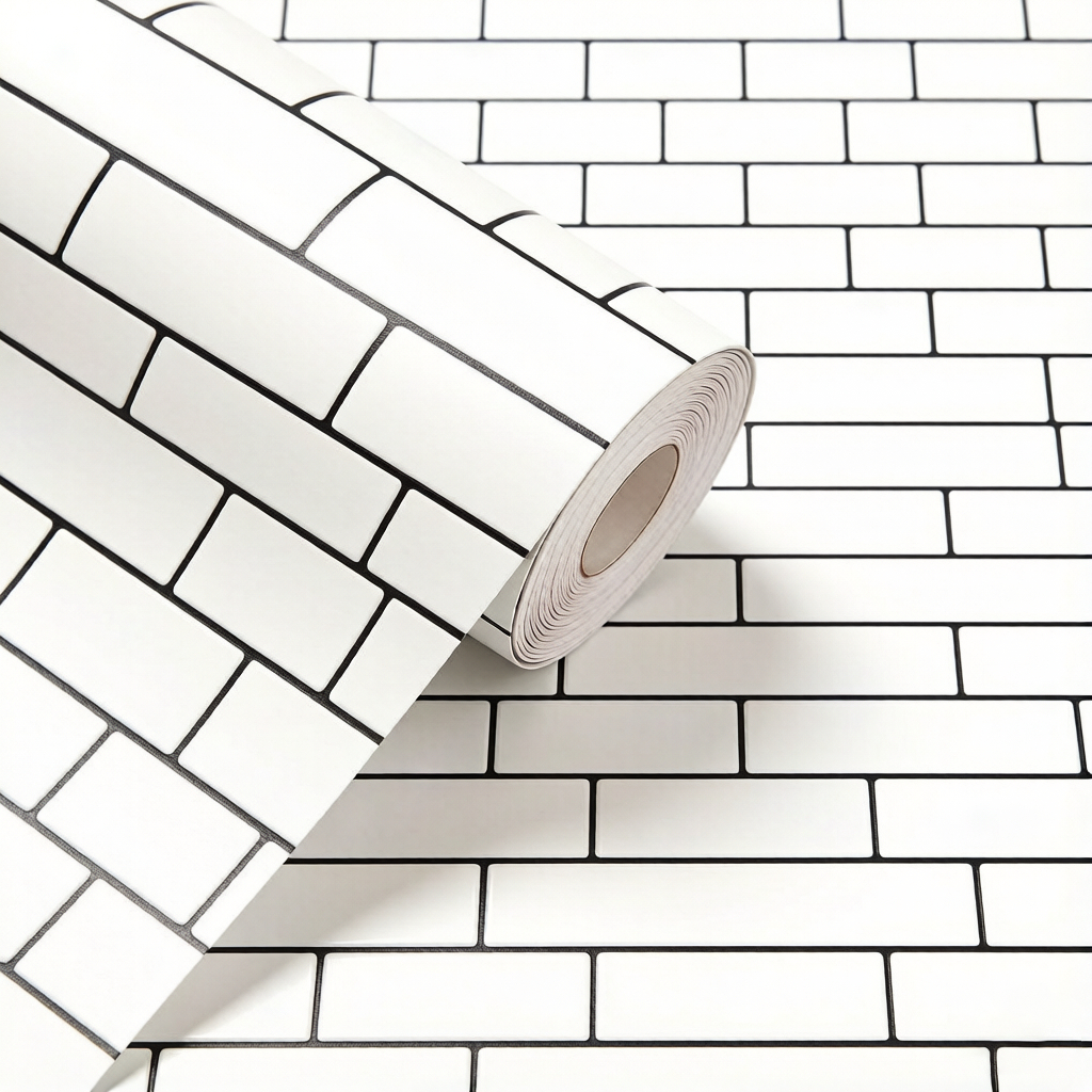 Papel Adesivo 5 Metros Branco Tijolinhos para Decoração Sala, Quarto, Escritório
